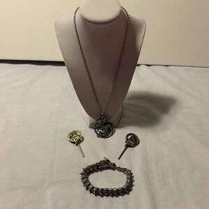 Fire and Blood Silver and Gold Jewelry Set with Intricate Design